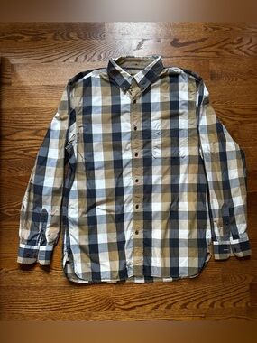 Banana Republic Heritage Men’s L Plaid Elbow Patch Button Down Shirt